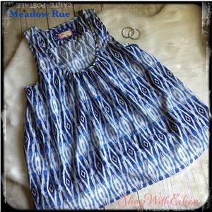 Anthropologie Meadow Rue Blue Aztec Print Tank Top